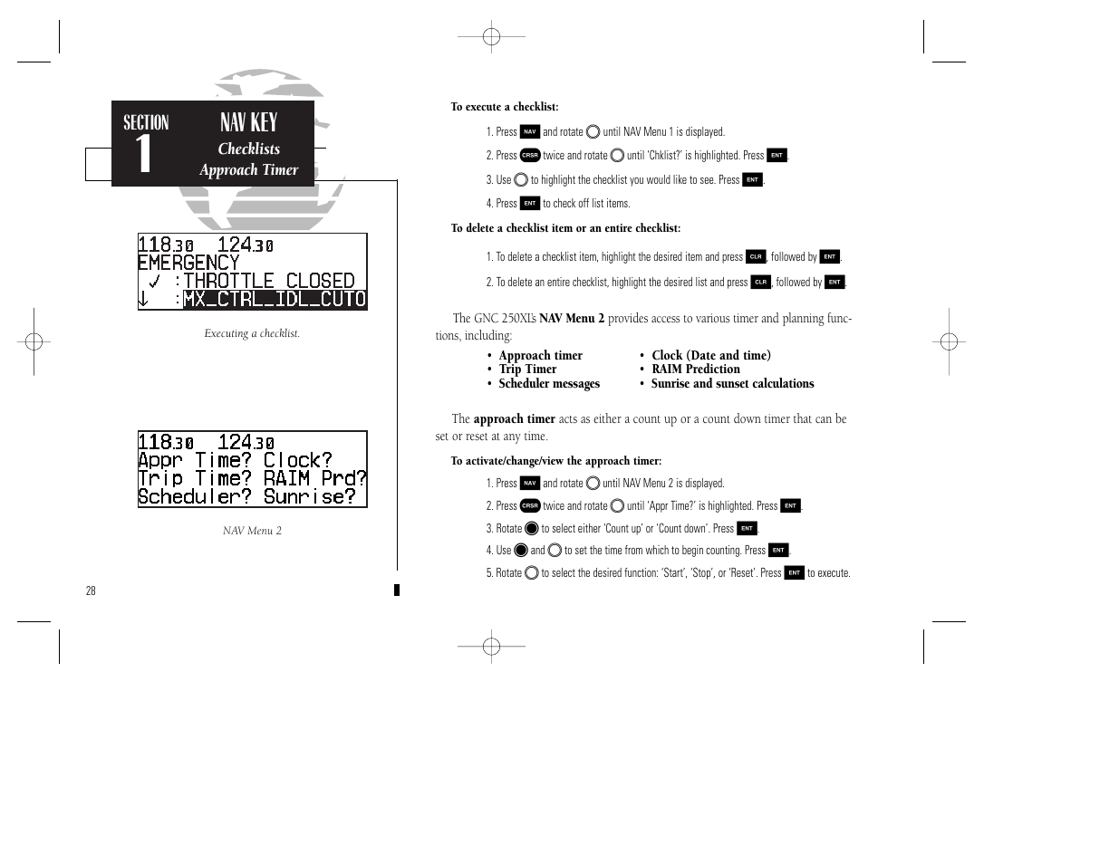 Nav key | Garmin GNC 250XL User Manual | Page 38 / 118