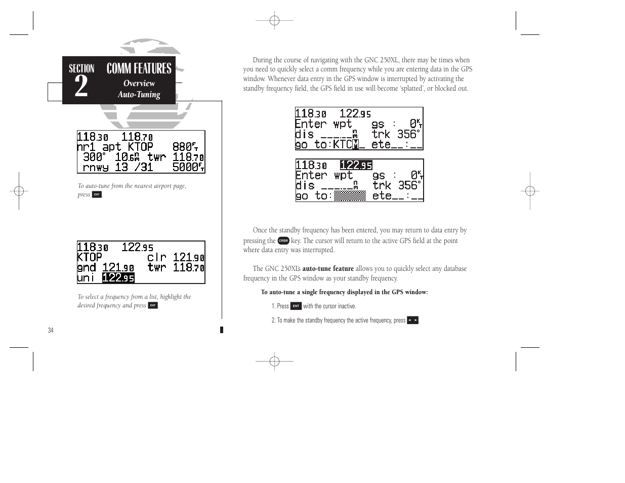 Comm features | Garmin GNC 250XL User Manual | Page 44 / 118