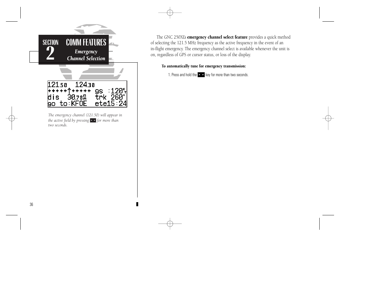 Comm features | Garmin GNC 250XL User Manual | Page 46 / 118