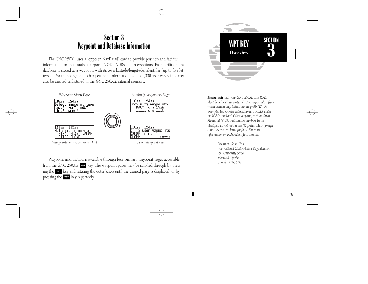 Wpt key | Garmin GNC 250XL User Manual | Page 47 / 118