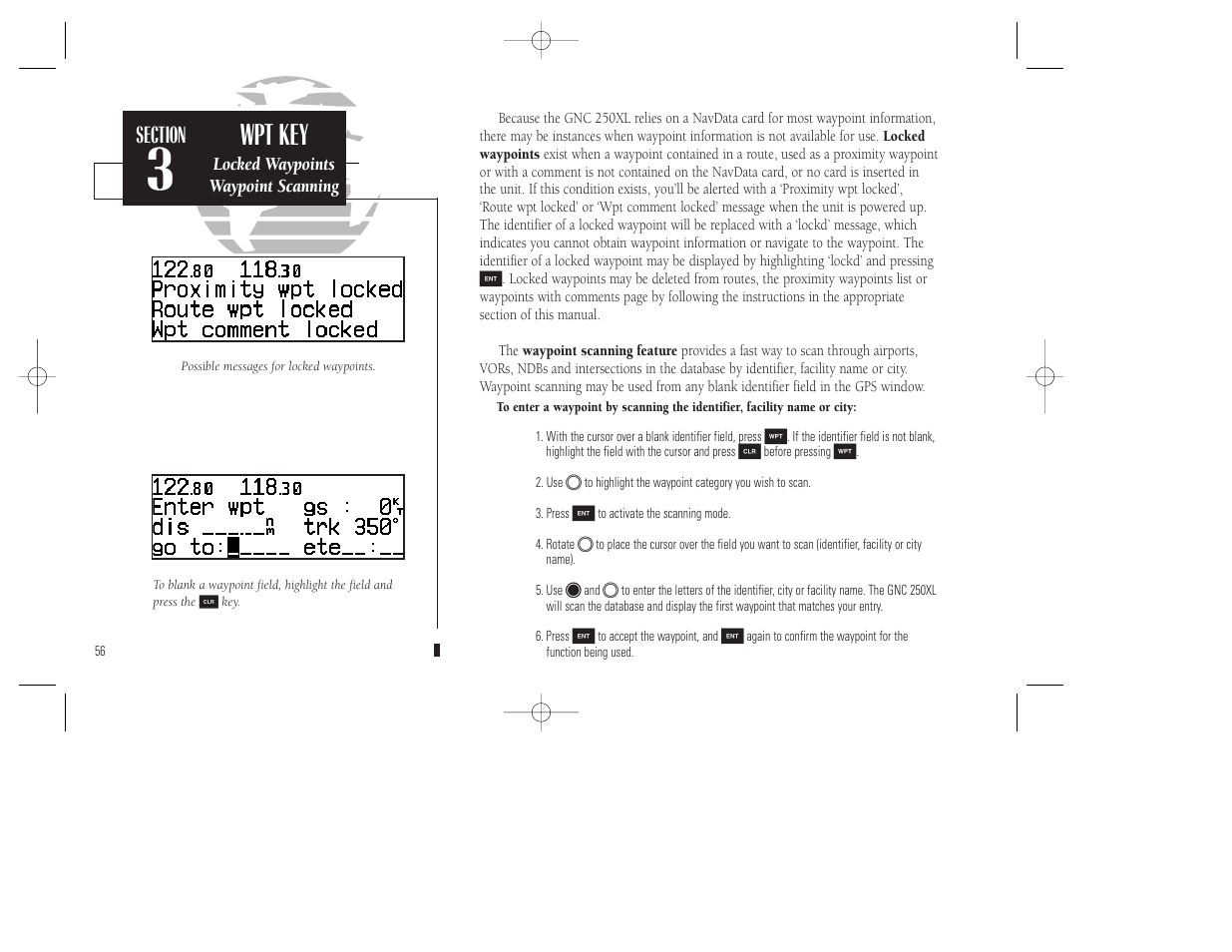 Wpt key | Garmin GNC 250XL User Manual | Page 66 / 118