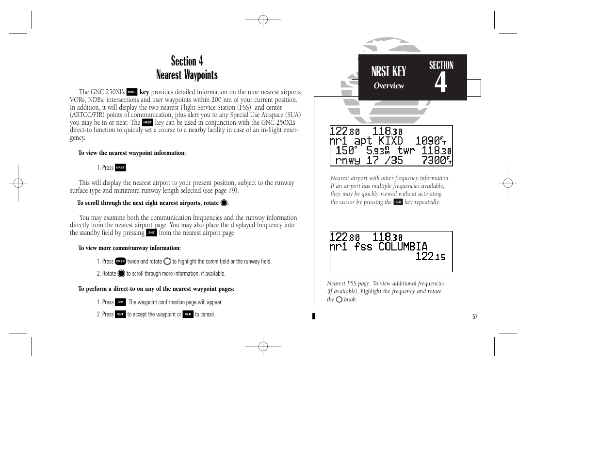 Nrst key | Garmin GNC 250XL User Manual | Page 67 / 118