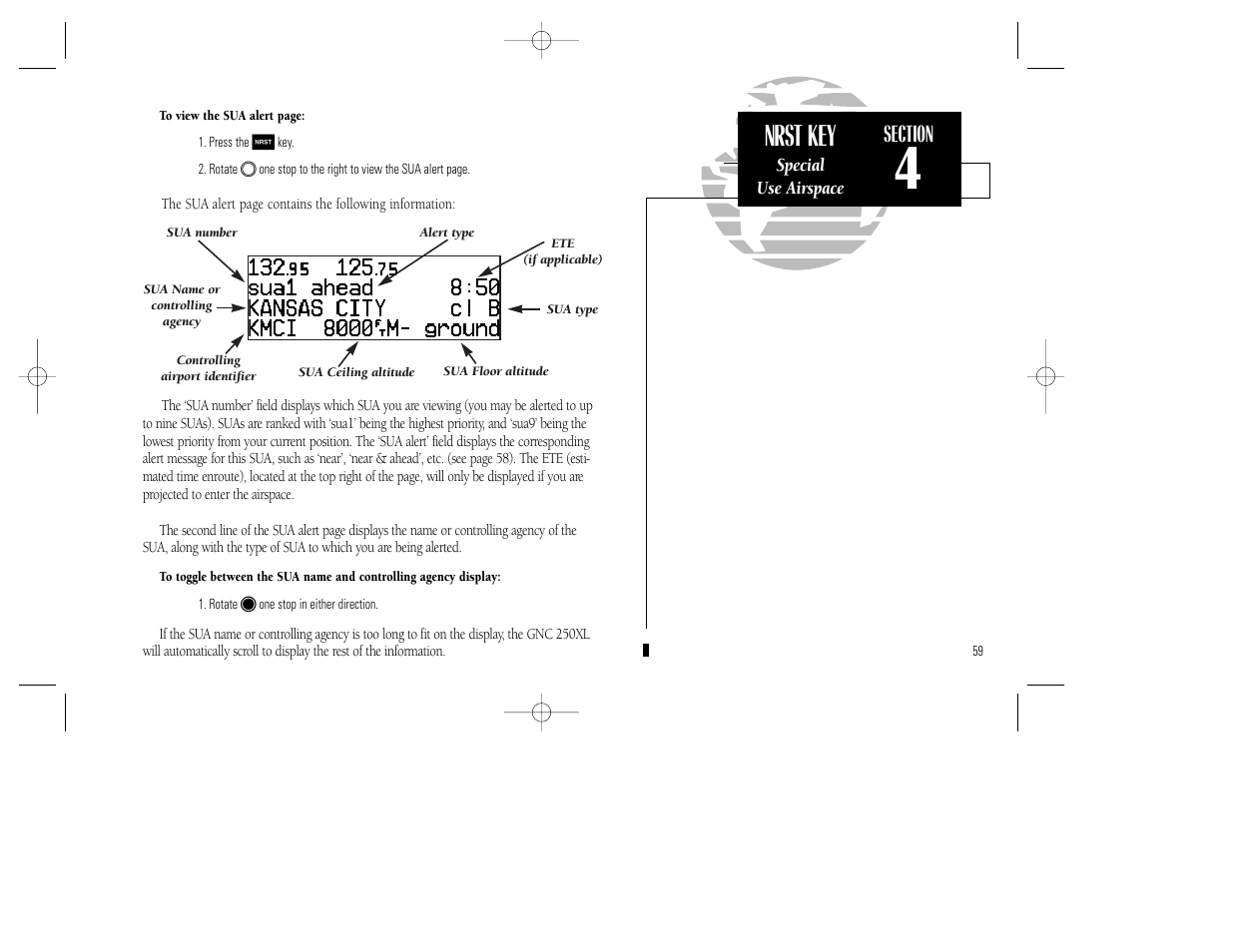 Nrst key | Garmin GNC 250XL User Manual | Page 69 / 118