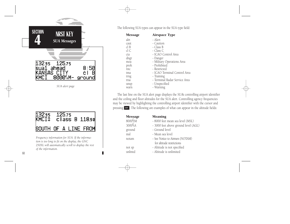 Nrst key | Garmin GNC 250XL User Manual | Page 70 / 118