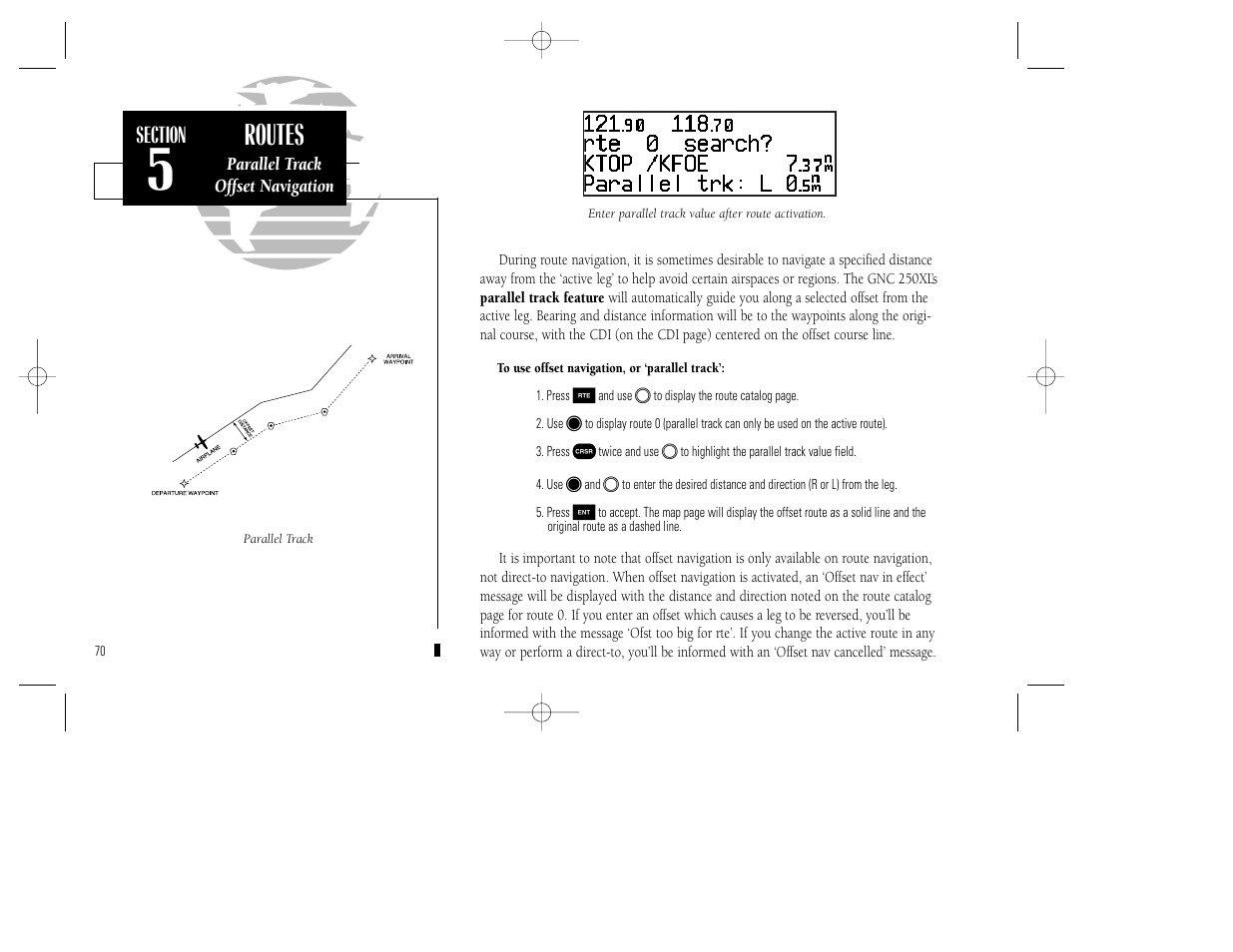Routes | Garmin GNC 250XL User Manual | Page 80 / 118