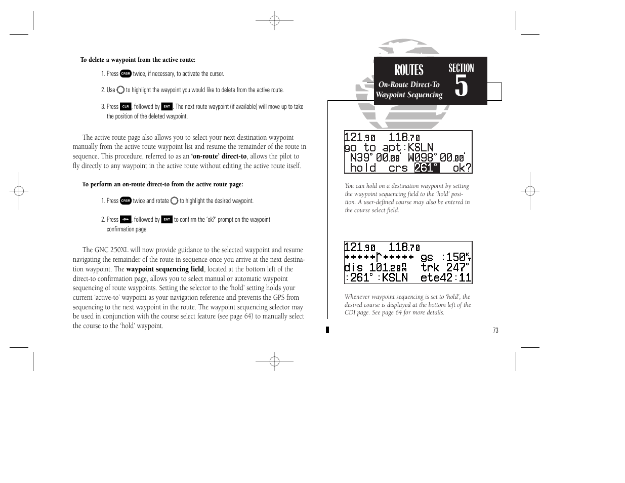 Routes | Garmin GNC 250XL User Manual | Page 83 / 118