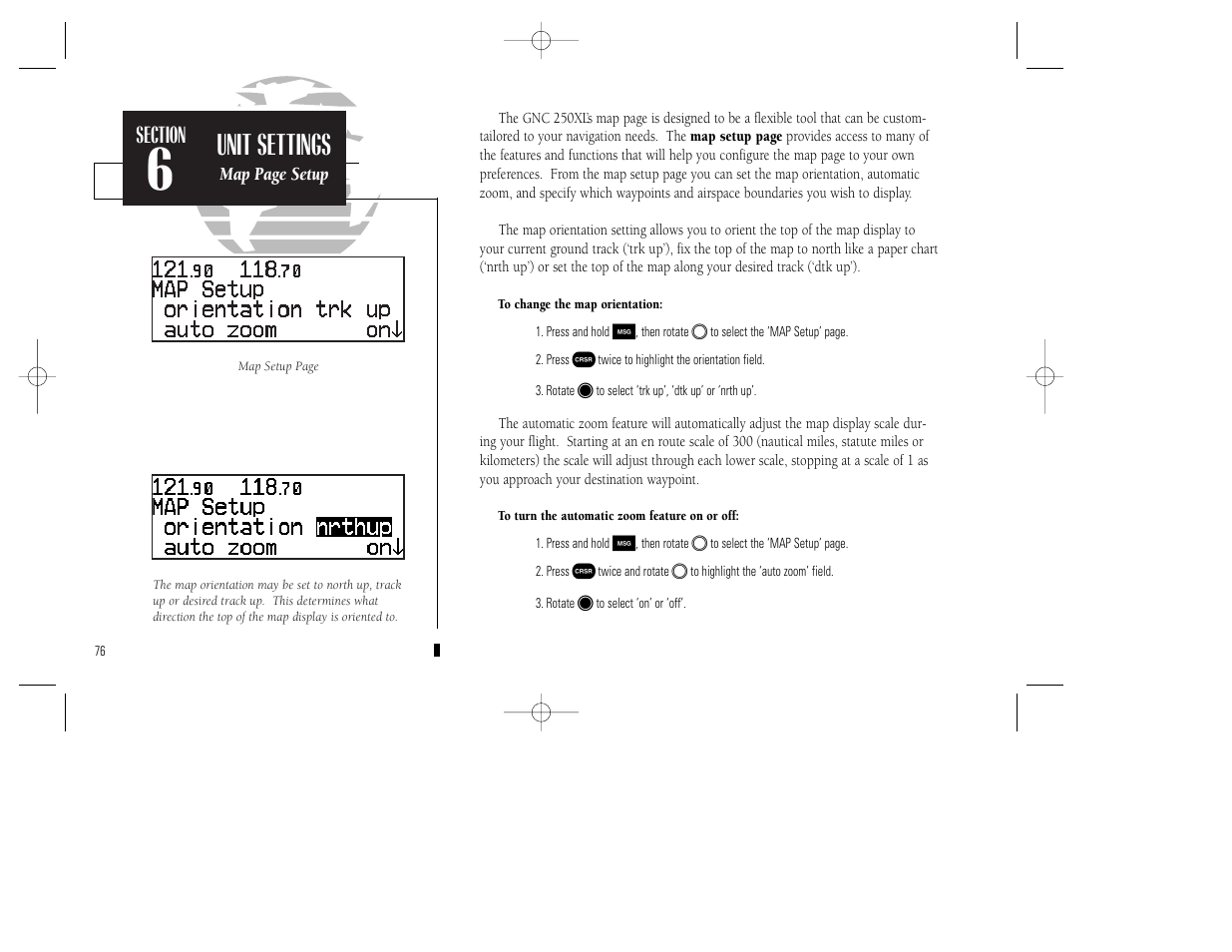 Unit settings | Garmin GNC 250XL User Manual | Page 86 / 118