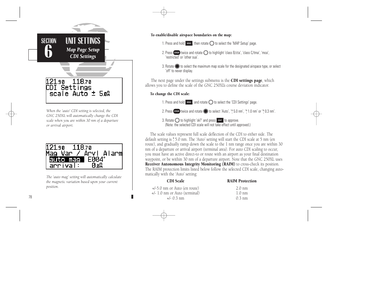 Unit settings | Garmin GNC 250XL User Manual | Page 88 / 118