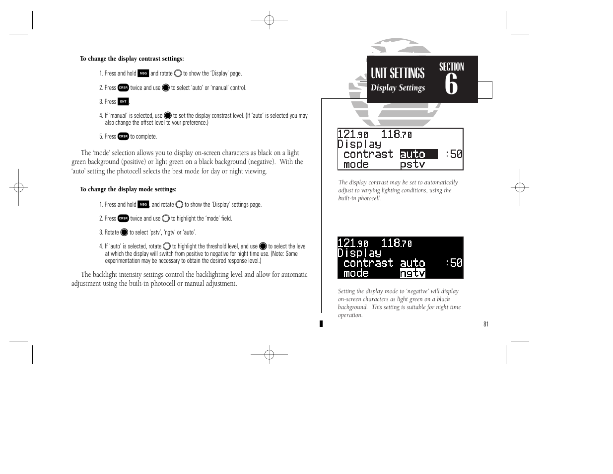 Unit settings | Garmin GNC 250XL User Manual | Page 91 / 118