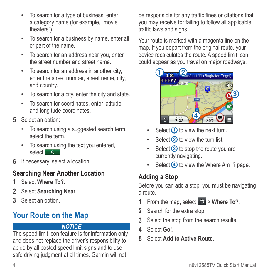 Your route on the map | Garmin nuvi 2585TV User Manual | Page 4 / 8