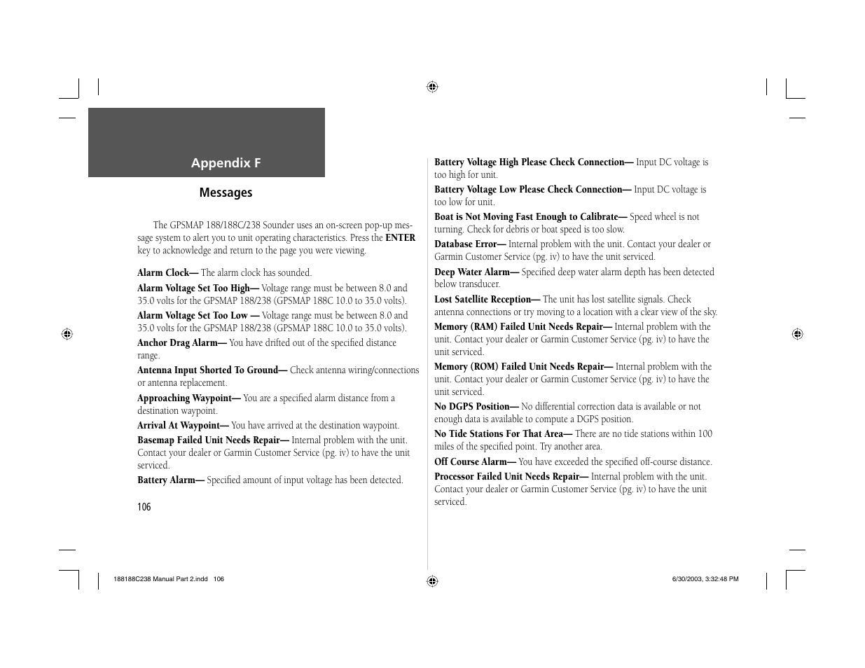 Garmin GPSMAP 238 Sounder User Manual | Page 116 / 134