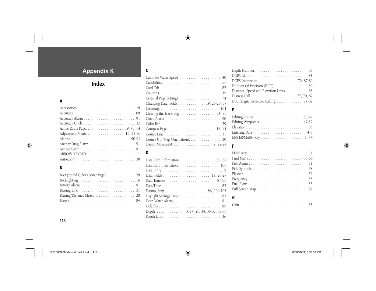 Garmin GPSMAP 238 Sounder User Manual | Page 128 / 134