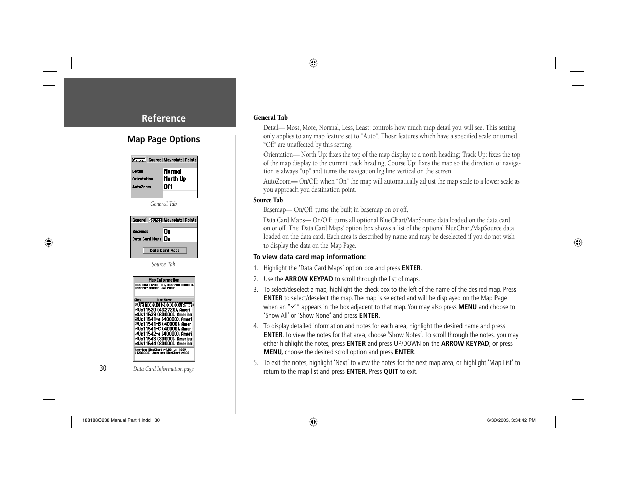 Reference map page options | Garmin GPSMAP 238 Sounder User Manual | Page 40 / 134