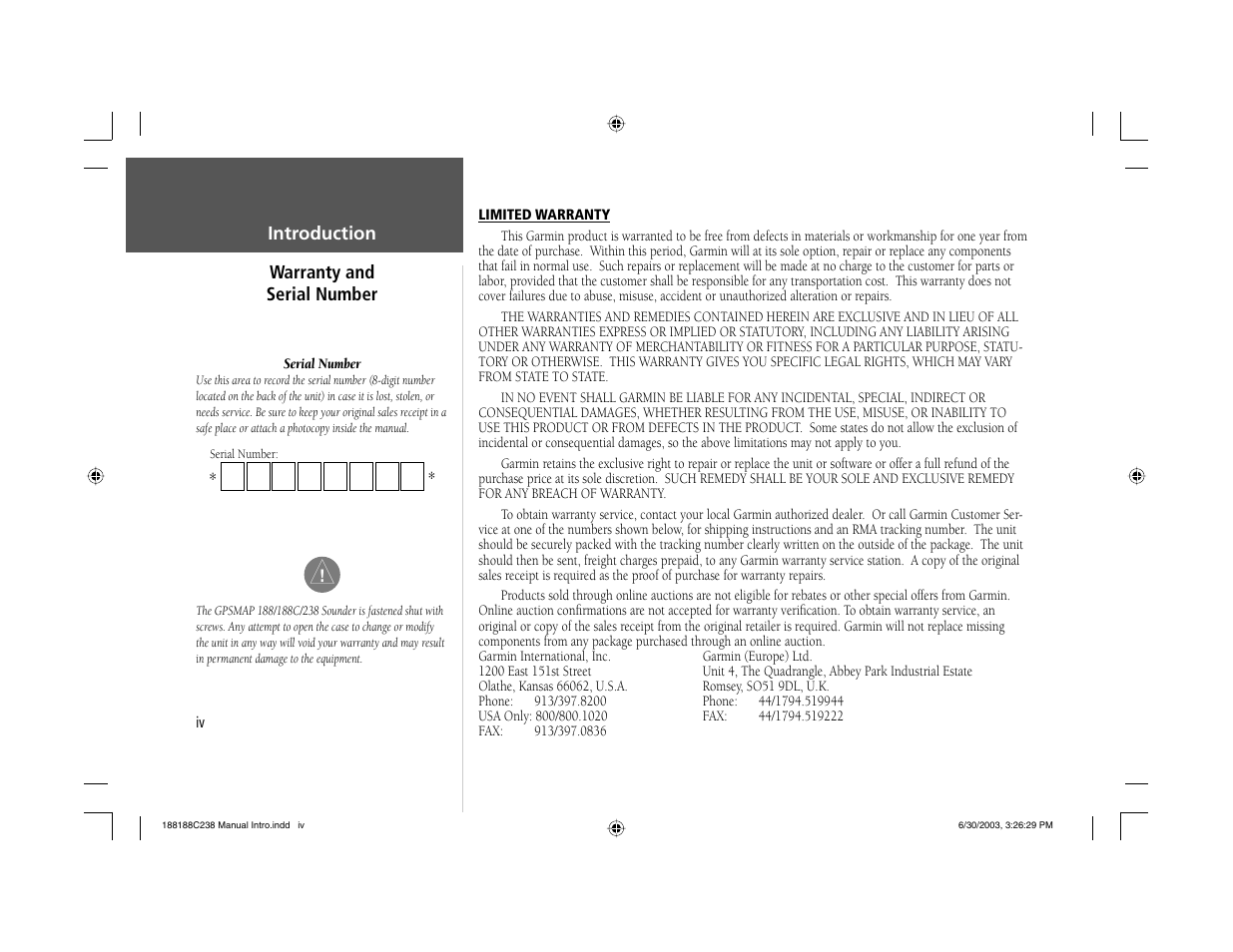 Garmin GPSMAP 238 Sounder User Manual | Page 6 / 134