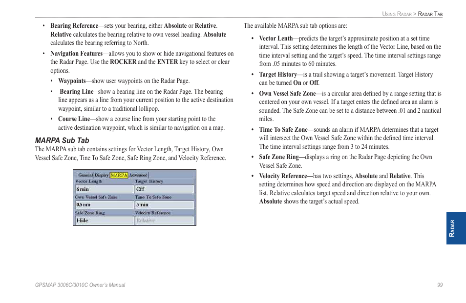 Marpa sub tab | Garmin GPSMAP 3010C User Manual | Page 107 / 130