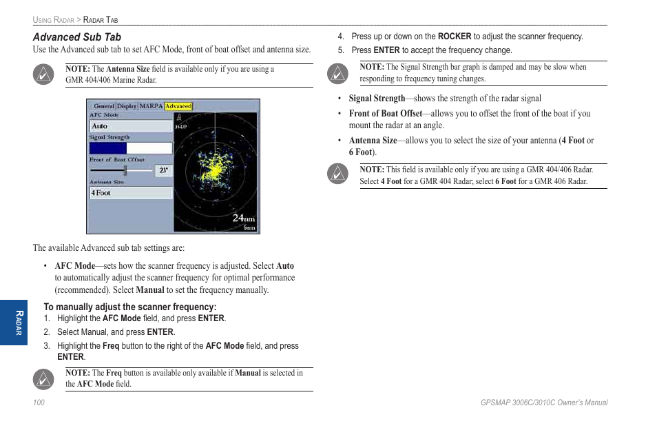 Advanced sub tab | Garmin GPSMAP 3010C User Manual | Page 108 / 130