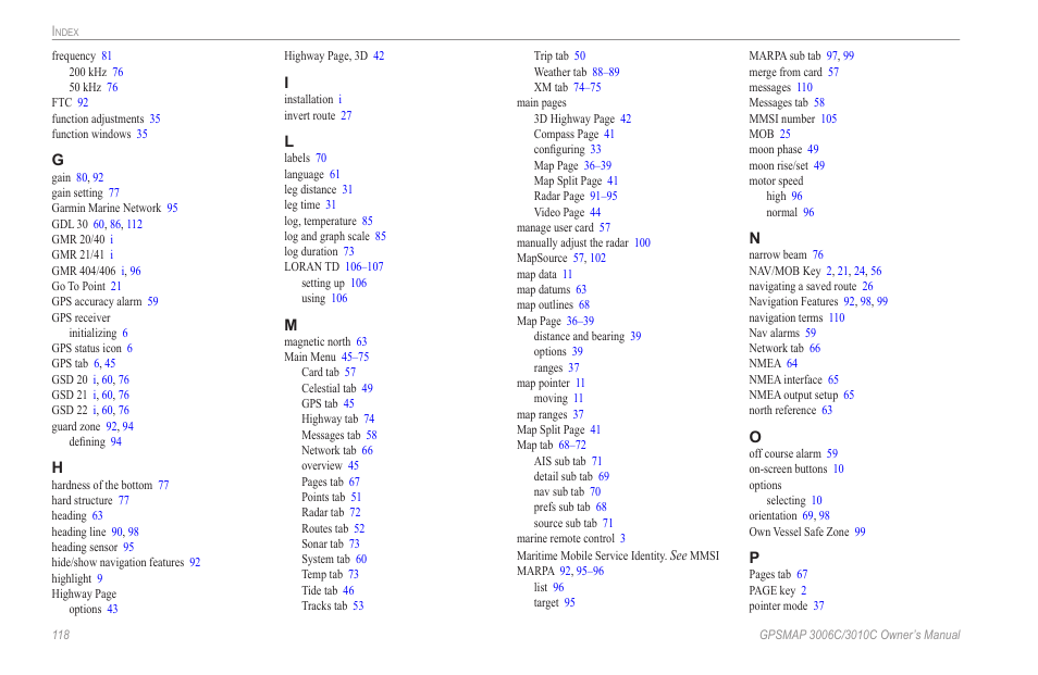 Garmin GPSMAP 3010C User Manual | Page 126 / 130