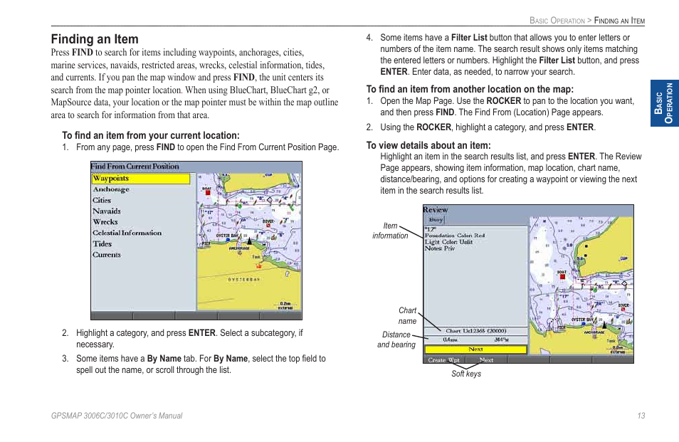 Finding an item | Garmin GPSMAP 3010C User Manual | Page 21 / 130