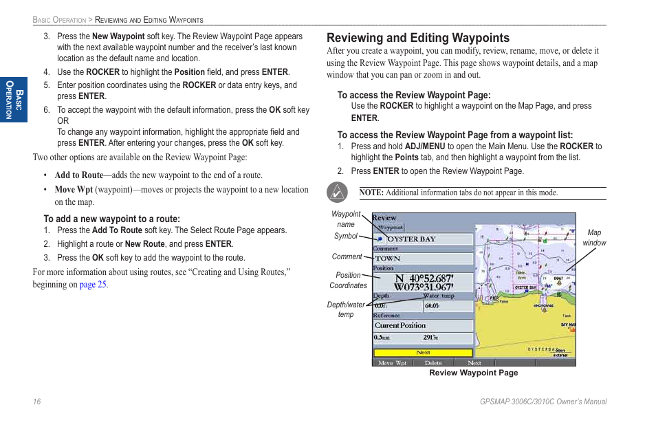 Reviewing and editing waypoints | Garmin GPSMAP 3010C User Manual | Page 24 / 130