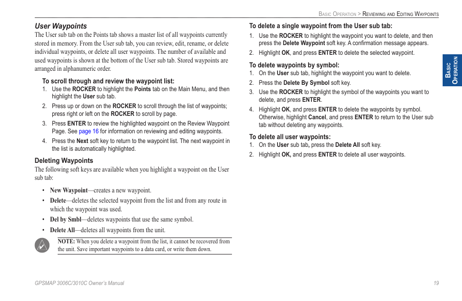 User waypoints | Garmin GPSMAP 3010C User Manual | Page 27 / 130