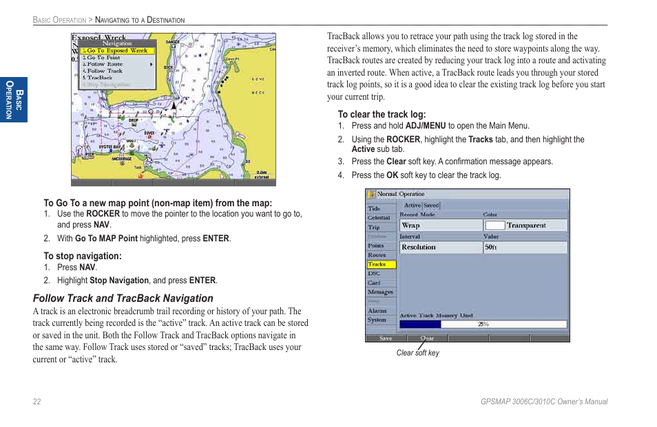 Follow track and tracback navigation | Garmin GPSMAP 3010C User Manual | Page 30 / 130
