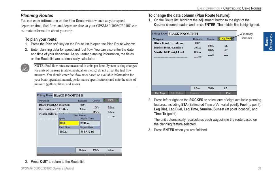 Planning routes | Garmin GPSMAP 3010C User Manual | Page 39 / 130