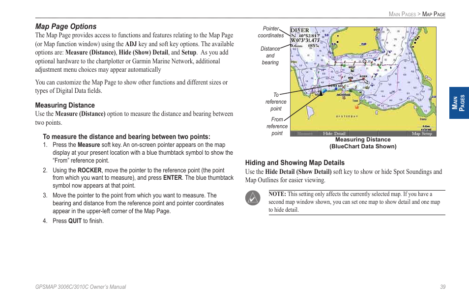 Map page options | Garmin GPSMAP 3010C User Manual | Page 47 / 130