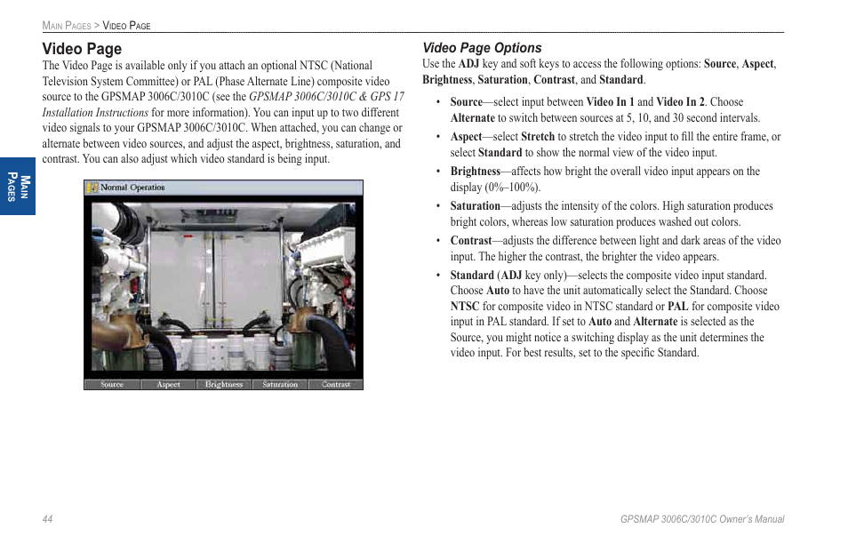 Video page | Garmin GPSMAP 3010C User Manual | Page 52 / 130