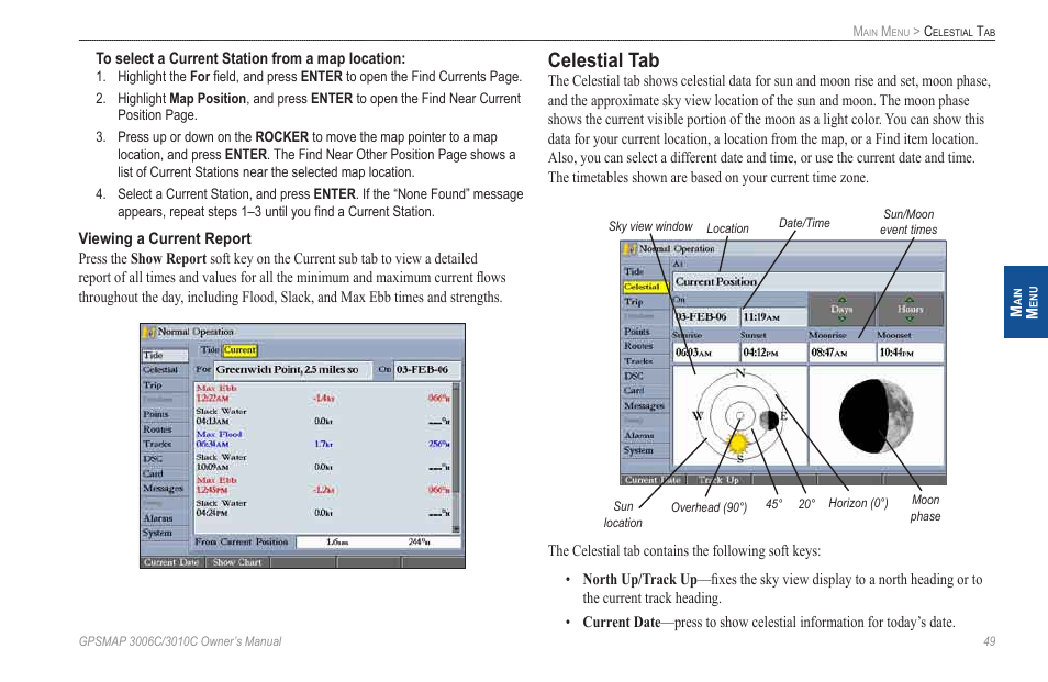 Celestial tab | Garmin GPSMAP 3010C User Manual | Page 57 / 130