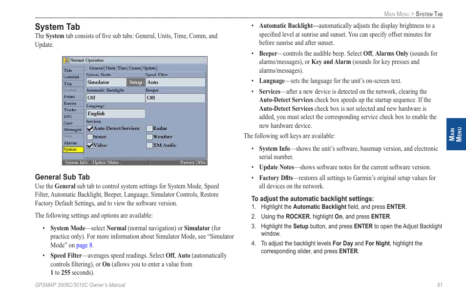 System tab | Garmin GPSMAP 3010C User Manual | Page 69 / 130