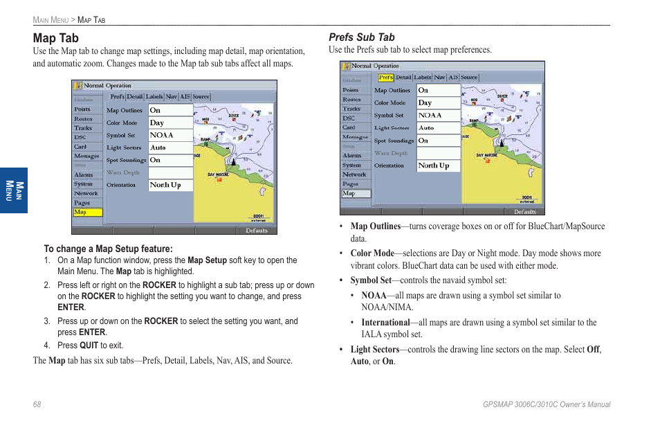 Map tab | Garmin GPSMAP 3010C User Manual | Page 76 / 130