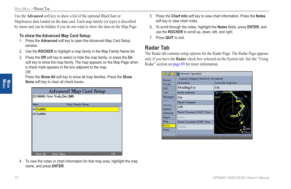 Radar tab | Garmin GPSMAP 3010C User Manual | Page 80 / 130