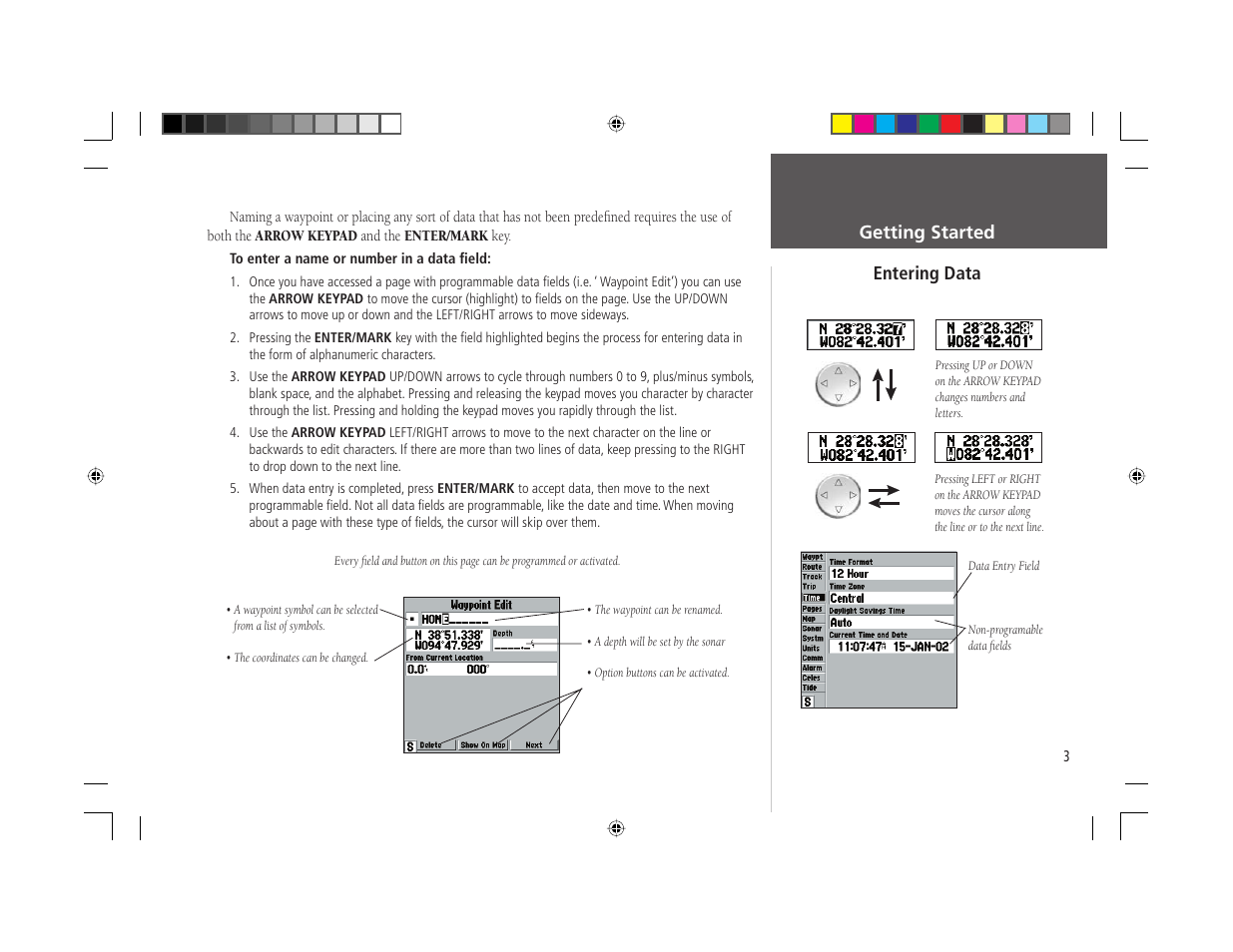 Getting started entering data | Garmin GPSMAP 168 Sounder User Manual | Page 14 / 123