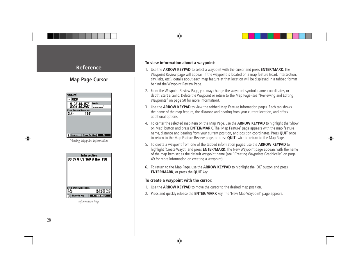 Reference map page cursor | Garmin GPSMAP 168 Sounder User Manual | Page 39 / 123