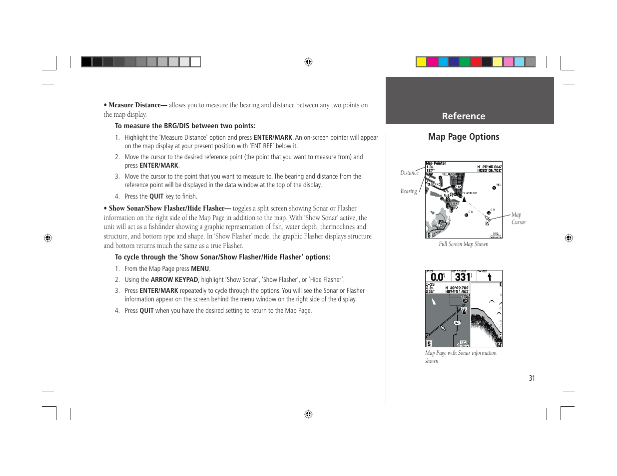 Reference map page options | Garmin GPSMAP 168 Sounder User Manual | Page 42 / 123