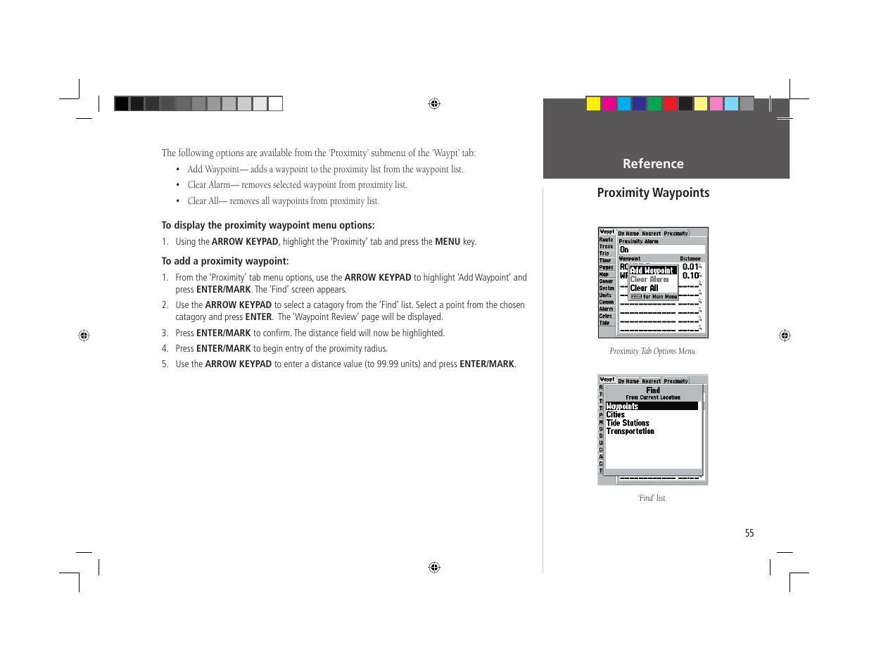 Reference proximity waypoints | Garmin GPSMAP 168 Sounder User Manual | Page 66 / 123