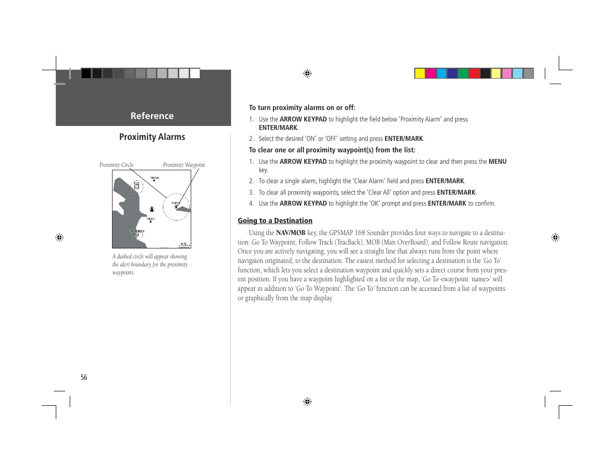 Reference proximity alarms | Garmin GPSMAP 168 Sounder User Manual | Page 67 / 123