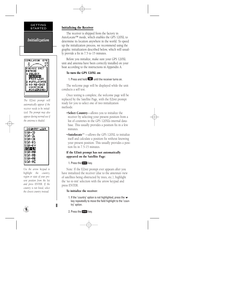 Initialization | Garmin GPS 120XL User Manual | Page 10 / 72