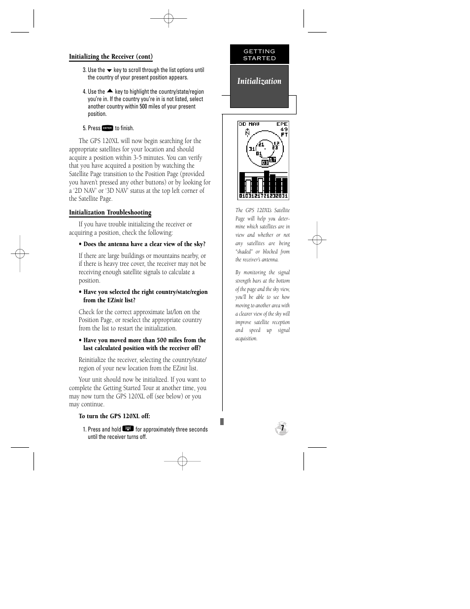 Initialization | Garmin GPS 120XL User Manual | Page 11 / 72