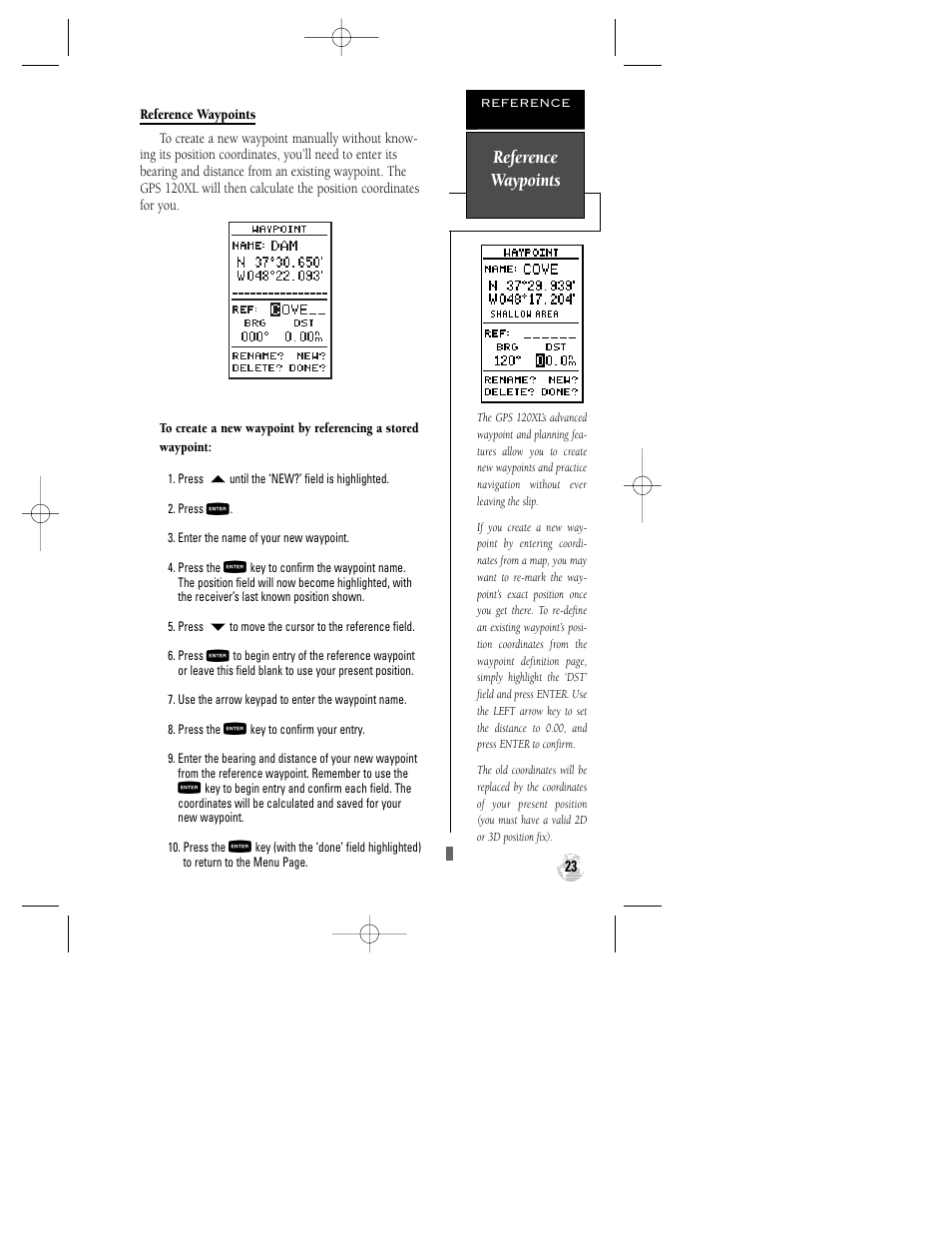 Reference waypoints | Garmin GPS 120XL User Manual | Page 27 / 72