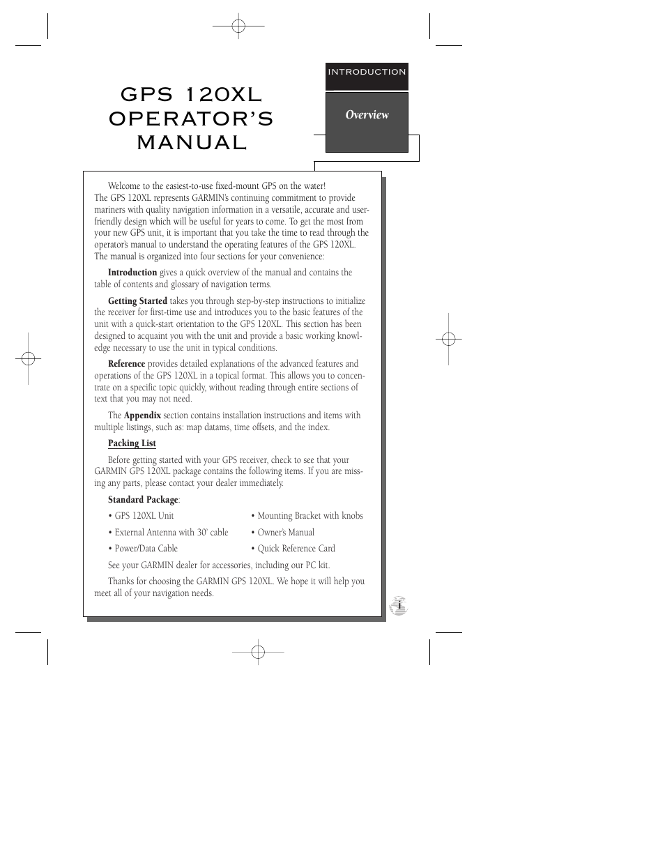 Gps 120xl operator’s manual | Garmin GPS 120XL User Manual | Page 3 / 72