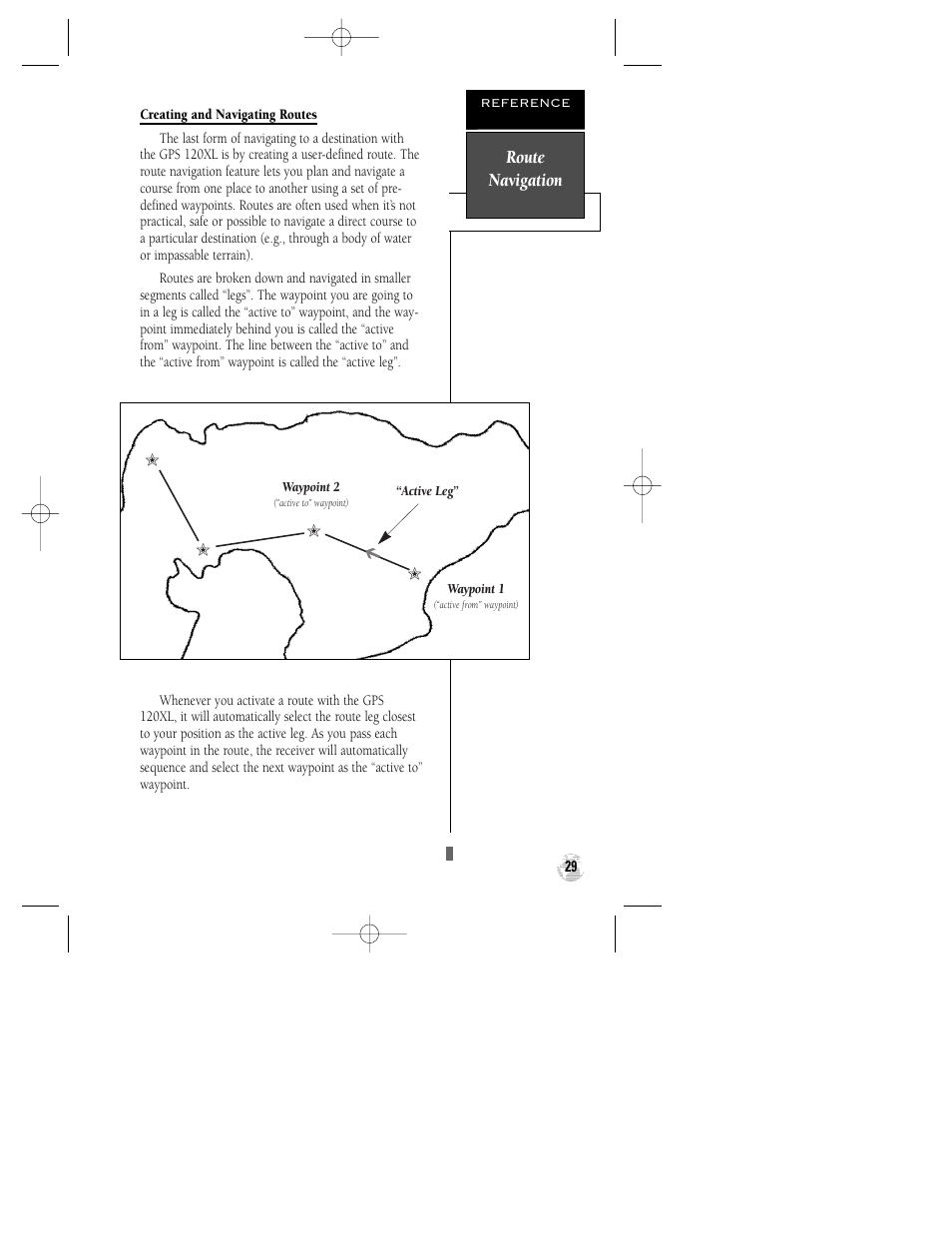 Route navigation | Garmin GPS 120XL User Manual | Page 33 / 72
