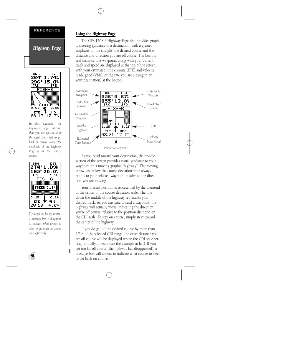 Highway page | Garmin GPS 120XL User Manual | Page 40 / 72