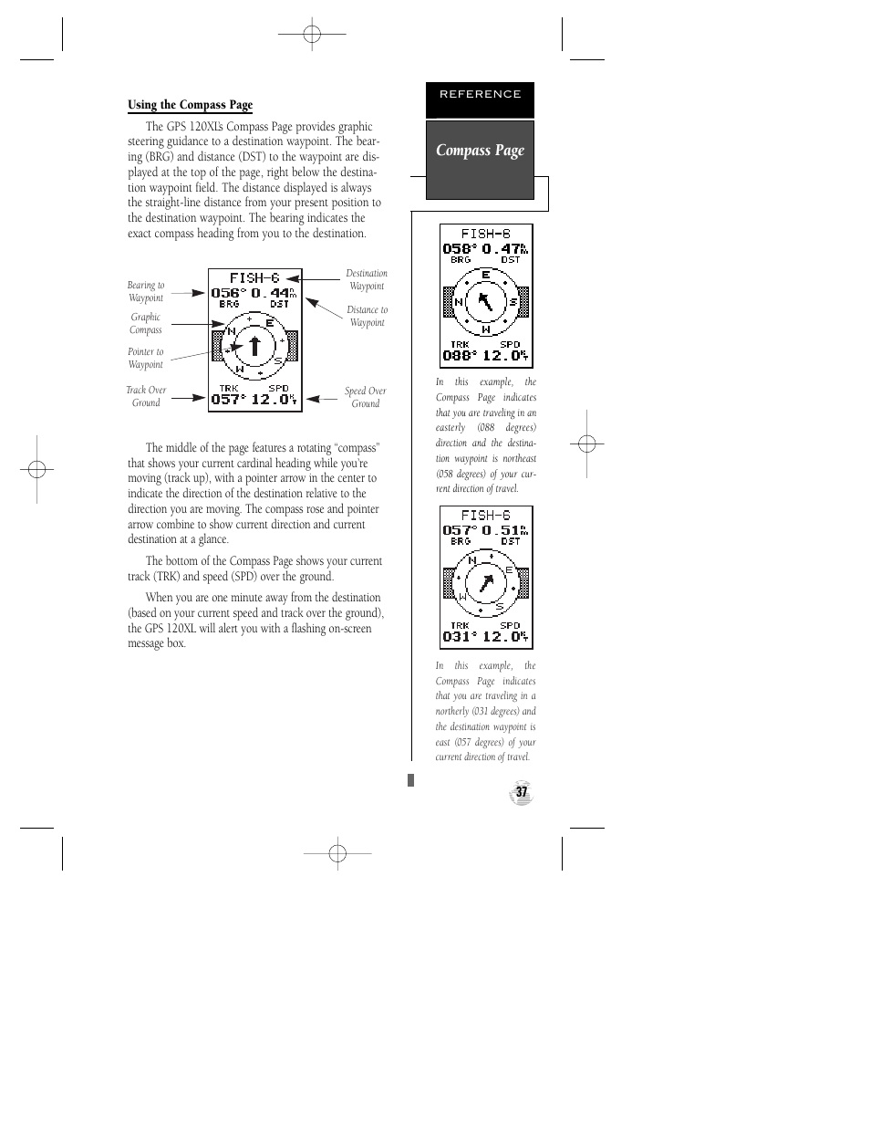 Compass page | Garmin GPS 120XL User Manual | Page 41 / 72