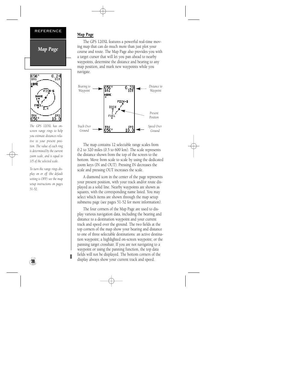 Map page | Garmin GPS 120XL User Manual | Page 42 / 72
