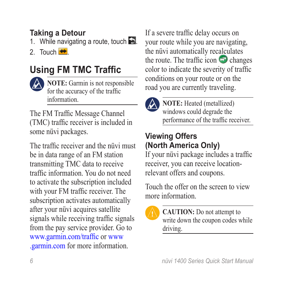 Using fm tmc traffic | Garmin nuvi 1495T User Manual | Page 6 / 8