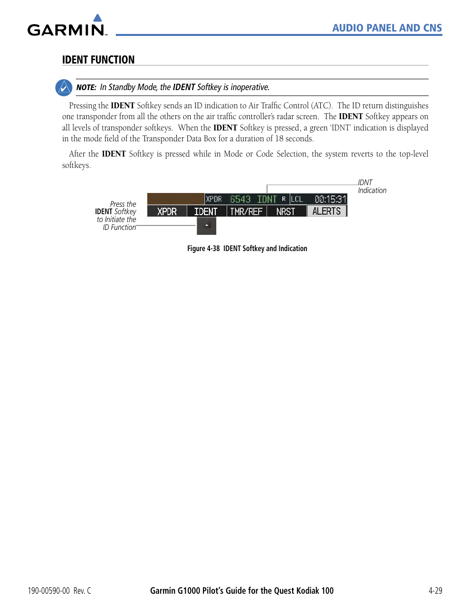 Ident function | Garmin G1000 Quest Kodiak User Manual | Page 105 / 340