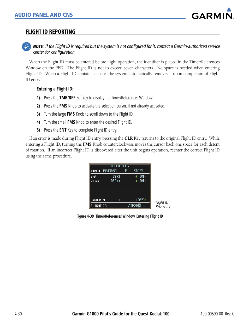 Flight id reporting | Garmin G1000 Quest Kodiak User Manual | Page 106 / 340