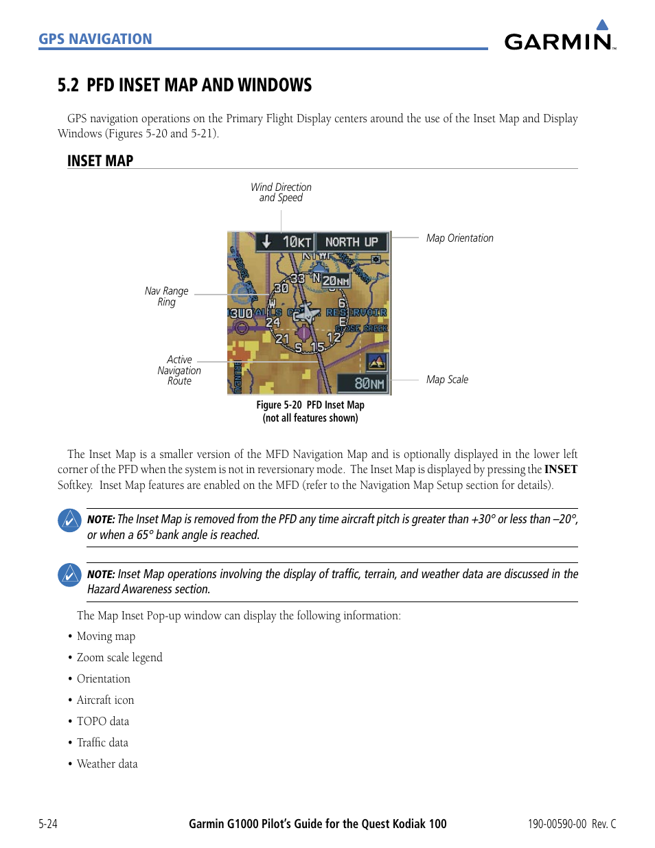 2 pfd inset map and windows, Inset map, 2 pfd inset map and windows -24 | Garmin G1000 Quest Kodiak User Manual | Page 140 / 340