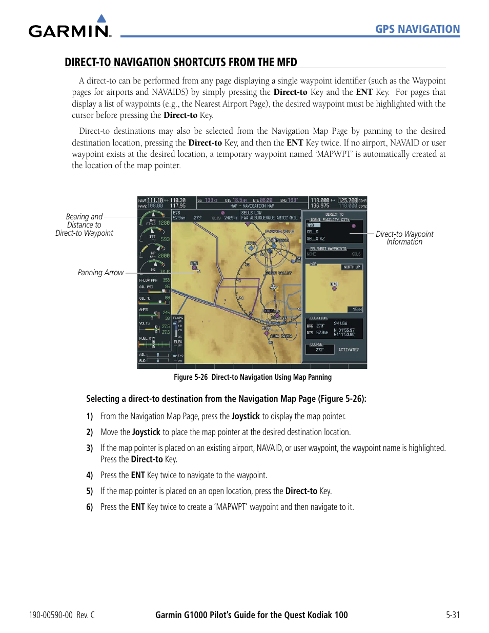 Direct-to navigation shortcuts from the mfd | Garmin G1000 Quest Kodiak User Manual | Page 147 / 340